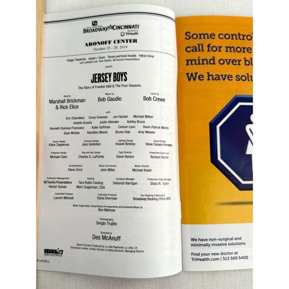 Jersey Boys Playbill October 2019 Aronoff Center Cincinnati Ohio The Four Season - Picture 2 of 13